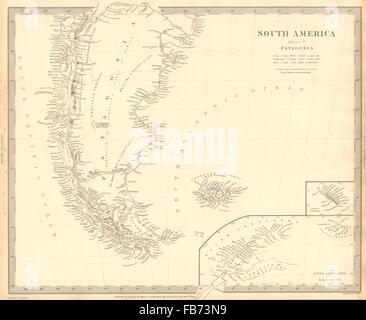 PATAGONIA: Argentina Chile Tierra del Fuego Falklands S Georgia.SDUK, 1848 map