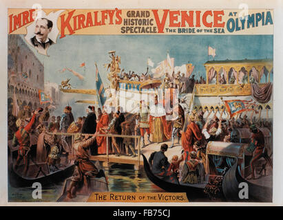 Imre Kiralfy's Grand Historic Spectacle, Venice the Bride of the Sea at Olympia, The Return of the Victors, Poster, 1891 Stock Photo