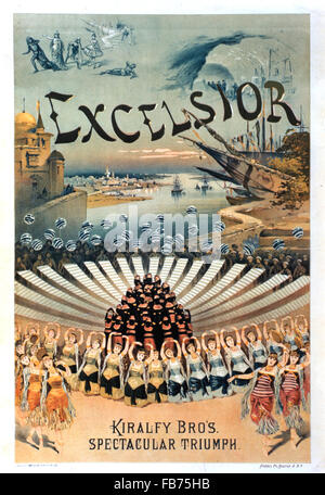 Kiralfy Brothers' Spectacular Triumph, Excelsior, Poster, circa 1883 Stock Photo