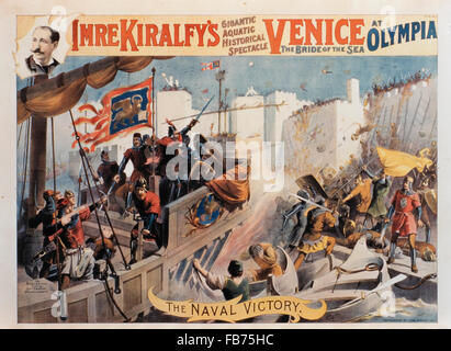 Imre Kiralfy's Grand Historic Spectacle, Venice the Bride of the Sea at Olympia, The Naval Victory, Poster, 1891 Stock Photo