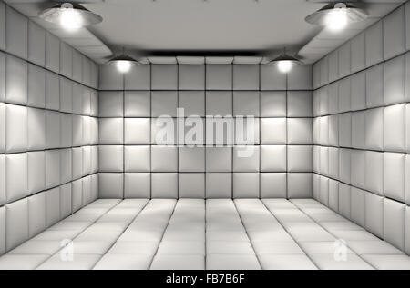 A white padded cell in a mental hospital