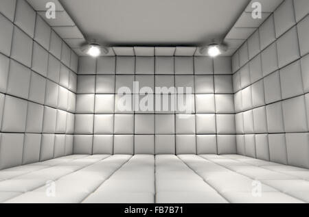 A white padded cell in a mental hospital