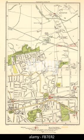 LONDON:Alperton,Brentham,North West Ealing Common Broadway,Park Royal, 1923 map Stock Photo