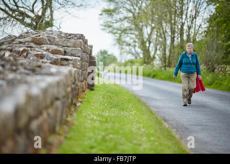 BBC Music day 'for the love of music'  Hadrian's Wall of Sound 2015 road past walking  Banks East in Cumbria is the best preserv Stock Photo