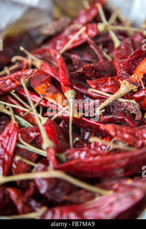 Dry red pepper on market Stock Photo