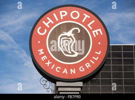 The Chipotle Mexican Grill sign. Stock Photo
