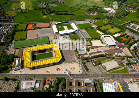 Aerial view, Bundesliga football Premiere League, Aachen-Lauren Rennverein front, Tivoli, football stadium of Aleminia Aachen, Stock Photo