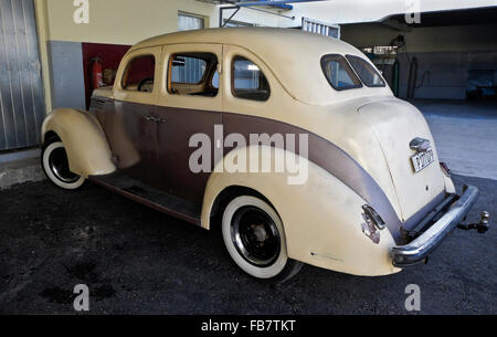 1937 Ford coupe under restoration at NostalgiCar garage, Havana, Cuba Stock Photo