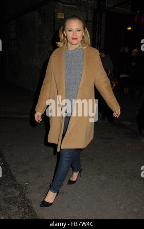 Kimberley Walsh leaves the Dominion Theatre after performing in 'Elf the Musical'  Featuring: Kimberley Walsh Where: London, United Kingdom When: 11 Dec 2015 Stock Photo