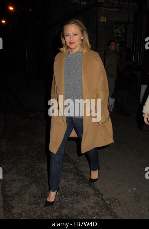 Kimberley Walsh leaves the Dominion Theatre after performing in 'Elf the Musical'  Featuring: Kimberley Walsh Where: London, United Kingdom When: 11 Dec 2015 Stock Photo