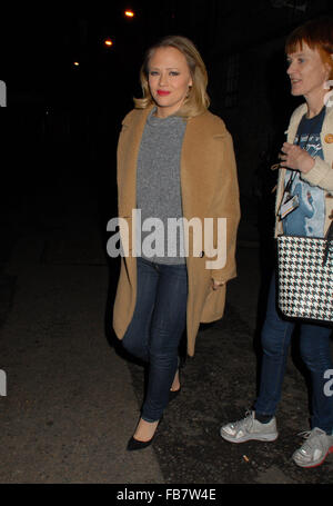 Kimberley Walsh leaves the Dominion Theatre after performing in 'Elf the Musical'  Featuring: Kimberley Walsh Where: London, United Kingdom When: 11 Dec 2015 Stock Photo