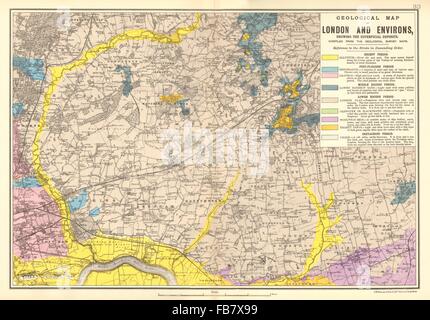 NE LONDON GEOLOGICAL:Essex Redbridge Newham Barking Dagenham &c.BACON, 1902 map Stock Photo