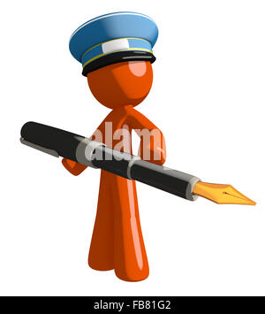Orange man postal mail worker. Stock Photo