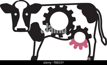 A factory farm cow iconic illustration. Innocent humor, or udder-ly disrespectful? You decide!. Stock Vector