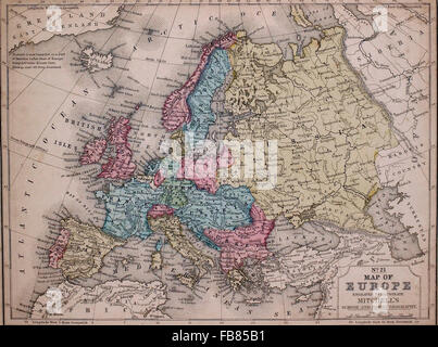 Map of Europe, circa 1861 Stock Photo