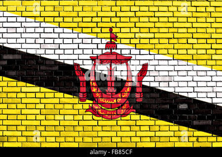 flag of Brunei painted on brick wall Stock Photo