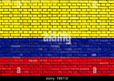 flag of Colombia painted on brick wall Stock Photo