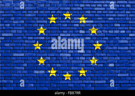 flag of Europe painted on brick wall Stock Photo