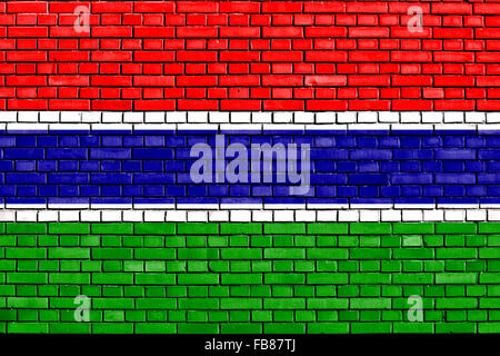 flag of Gambia painted on brick wall Stock Photo - Alamy