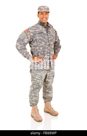 happy military serviceman posing isolated on white Stock Photo