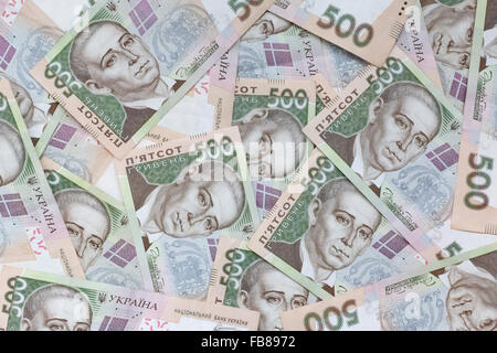 Ukrainian currency background: five hundred hryvnia banknotes Stock Photo