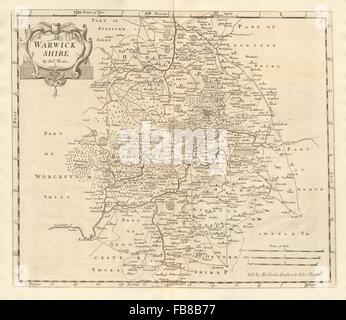 Warwickshire: 'WARWICK SHIRE' by ROBERT MORDEN from Camden's Britannia, 1772 map Stock Photo