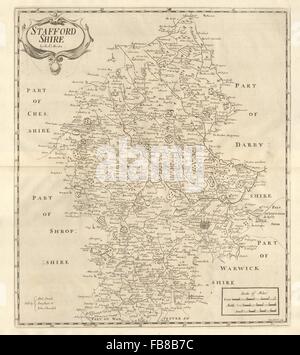 Staffordshire: 'STAFFORD SHIRE' by ROBERT MORDEN. Camden's Britannia, 1772 map Stock Photo