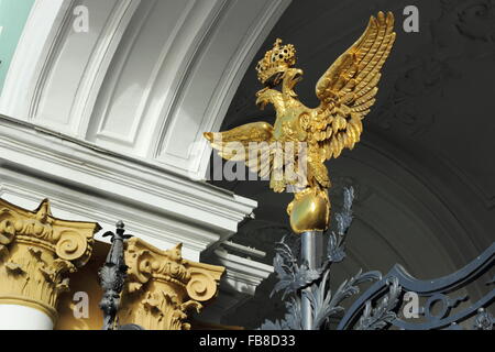 The coat of arms on the gates of the Winter Palace, St. Petersburg, Russia Stock Photo