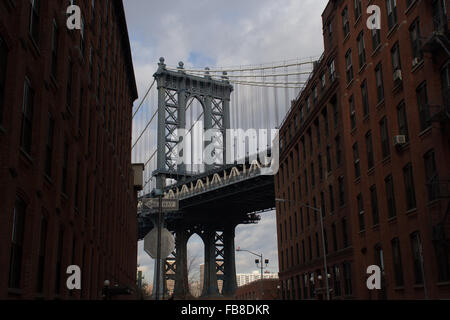 The Manhattan bridge seen from DUMBO Stock Photo