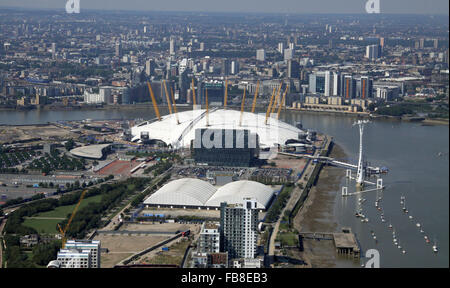 aerial view of the O2 Arena & North Greenwich Station, East London, UK Stock Photo