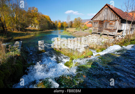 Old mill on river Gacka in Lika (Majerovo vrilo), Croatia. Stock Photo