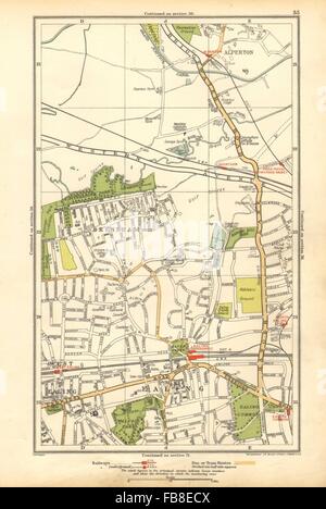 LONDON:Alperton,Brentham,North West Ealing Common Broadway,Park Royal, 1928 map Stock Photo