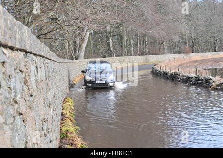 Kemnay, Aberdeenshire, Scotland, UK. 11th January, 2016. UK weather. Flooding at Boatleys Farm Credit:  Kemnay Photographic/Alamy Live News Stock Photo