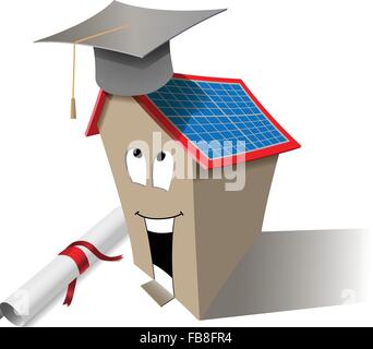 Vector Smart House Concept With Graduation Cap and Diploma, Eps10 Vector, Transparency Used Stock Vector