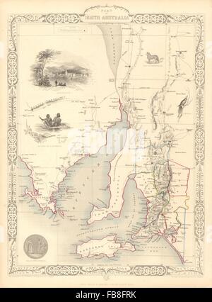 'PART OF SOUTH AUSTRALIA': Shows mining districts. TALLIS/RAPKIN, 1851 map Stock Photo