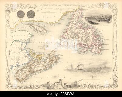 NOVA SCOTIA & NEWFOUNDLAND: Halifax view. Canada. PE. TALLIS/RAPKIN, 1851 map Stock Photo