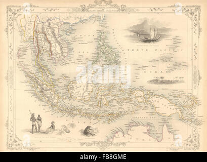 MALAY ARCHIPELAGO/EAST INDIA ISLANDS: Philippines Indies.TALLIS/RAPKIN, 1851 map Stock Photo