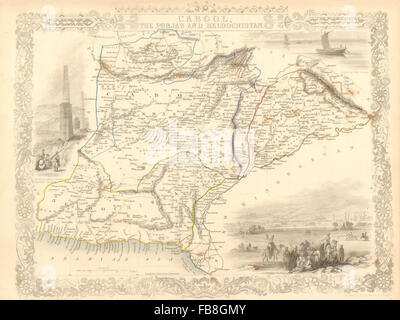 CABOOL PUNJAB & BELOOCHISTAN: Pakistan Afghanistan Kabul.TALLIS/RAPKIN, 1851 map Stock Photo