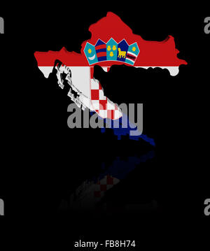 Croatia map flag with reflection illustration Stock Photo