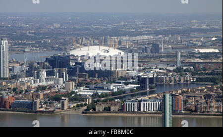 aerial view of Millwall Outer Dock in Docklands, East London, UK Stock Photo