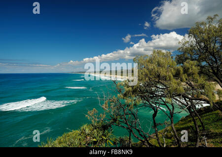 Main Beach from Point Lookout, North Stradbroke Island (Moondjan language of Noonukul tribe of Quandamooka people: Minjerribah), Redland City, Queensland, Australia Stock Photo