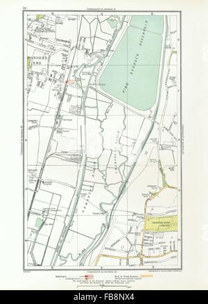 LONDON. Ponders End, Chingford Marsh, Edmonton Marsh, 1933 vintage map Stock Photo