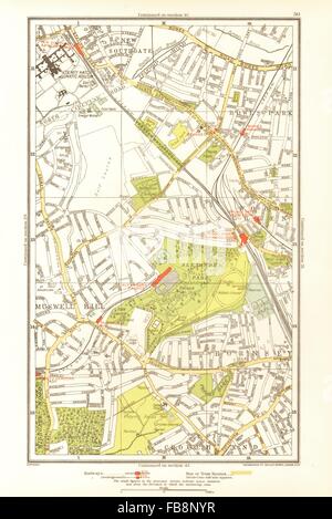 1933 LONDON MAP-FRIERN BARNET,NORTH FINCHLEY,EAST FINCHLEY,FORTIS GREEN 