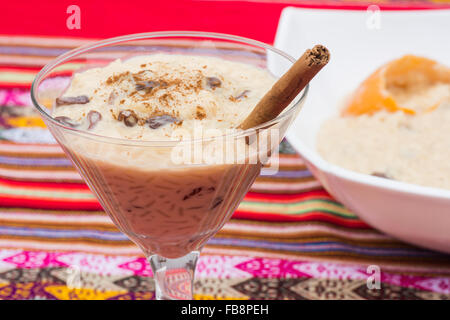 Arroz con Leche - typical Peruvian dessert made from rice and sweet condensed milk Stock Photo