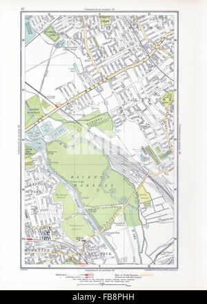 LEYTON. Hackney Marsh/Wick, Homerton, Walthamstow, Clapton Park, 1933 old map Stock Photo