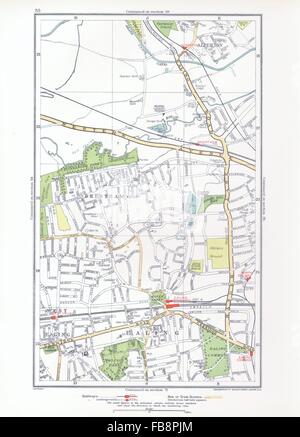 LONDON.Alperton,Brentham,North West Ealing Common Broadway,Park Royal, 1933 map Stock Photo