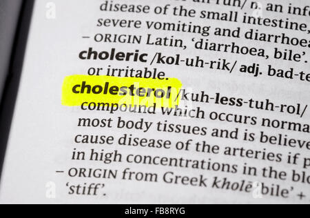 dictionary definition of the word cholesterol Stock Photo