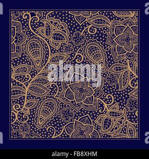 Design for square pocket, shawl, textile. Paisley floral pattern Stock Vector