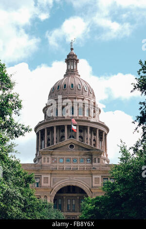Close-up view of the Texas State Capitol Building and its rotunda in Austin, Texas Stock Photo