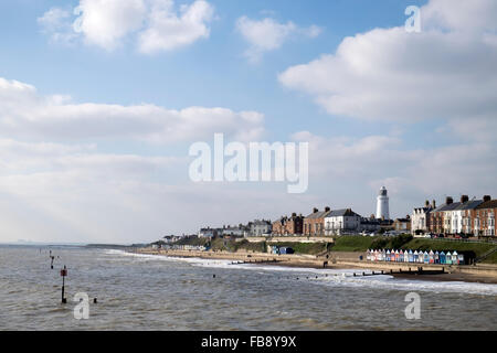 The seaside town of Southwold in Suffolk with the Sizewell B nuclear power station on the horizon Stock Photo